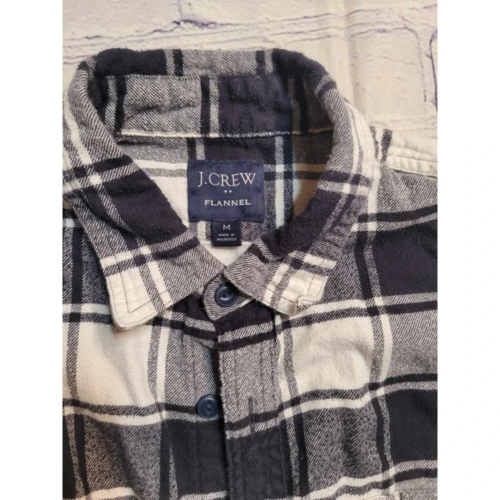 J. Crew‎ Mens Shirt Medium Flannel Button-down Black White Long Sleeves